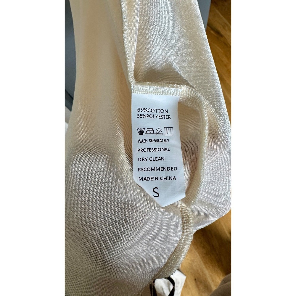 One Shoulder High Slit Off-White Midi Dress Small Party Night Out Resortwear EUC - Picture 7 of 7